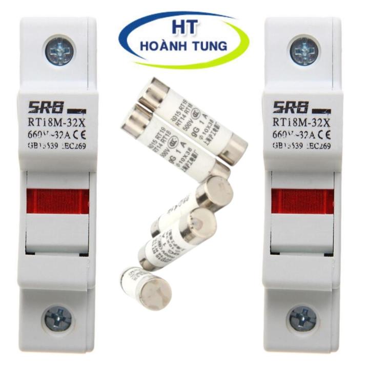 Bộ cầu chì sứ RT18-32X có đèn loại 1 pha gồm vỏ chì và ruột chì bảo vệ ...
