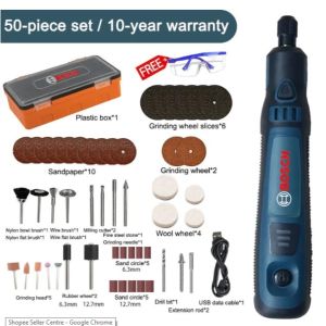 Bosch Cordless Mini Grinder Electric Knife Pen 3.6V Wireless Multi-Purpose Precision Control Ergonomic Design Rotary Engraving Tool Set