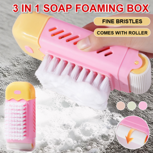 🔥Big Discount🔥Portable 3in1 Soap Lathering Box Clothes Drainer Household Soap Box Multifunction Soap Bubble Storage Box With Drainage Holes Travel Soap Container With Built In Brush For Laundry And Footwear Cleaning