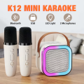 Mini K12 Wireless Bluetooth Karaoke speaker Portable dual microphone Family KTV set. 