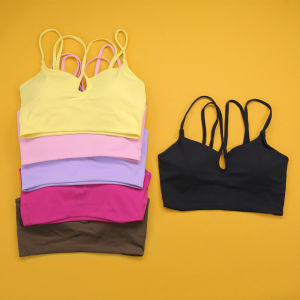 FYfever Vital Womens Double Straps Sports Bra High Fastening Top Breathable Underwear With Removable Pads Women Yoga Gym Bra2026