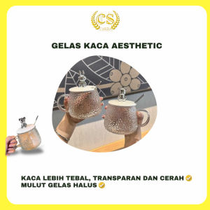 Gelas Kaca Glass Mug Aesthetic 450ml / Gelas Minum Kaca Simple Elegan Water Bottle Cup for Coffee and Tea