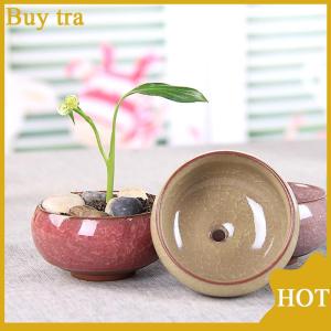 [Buytra] น่ารักน้ำแข็ง-รอยแตกเคลือบดอกไม้เซรามิกฉ่ำชาวไร่มินิพืชหม้อตกแต่งบ้าน