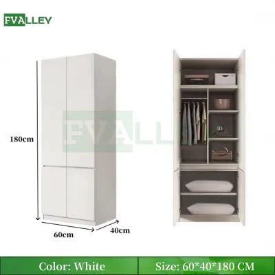 FVALLEY Simple Large Wardrobe Bedroom Cabinet Dual Drawer Storage Cabinet Wooden Wardrobe