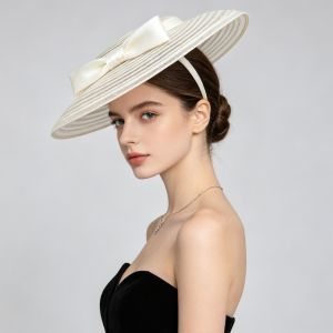 INNEED Elegant Wide Brim Fascinator Breathable Sun Protection Mesh Fascinator Trend Headband Style Sunscreen Hat Women’s
