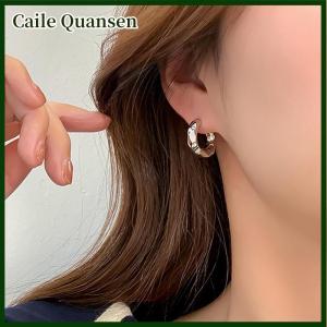 Caile ต่างหูห่วงโลหะหนาแบบวินเทจสำหรับผู้หญิงต่างหูห่วงทรงเรขาคณิตกระชับคลื่นแบบไม่สม่ำเสมอสำหรับเด็กผู้หญิง