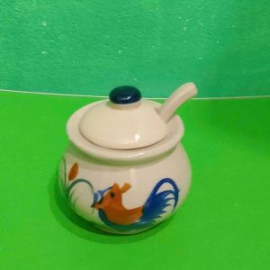 Set 3 Hủ mắm để bàn ăn kèm muỗng vẽ hình con gà trống