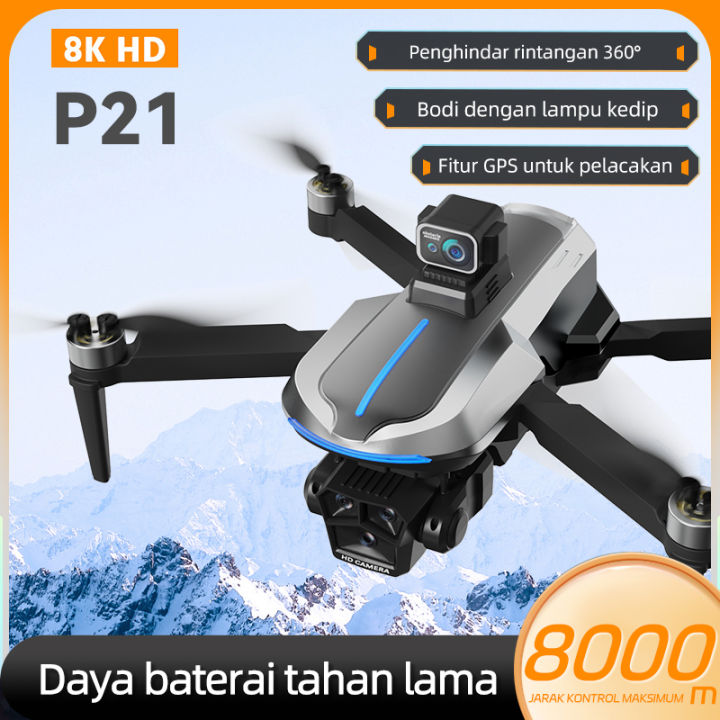 P21 GPS Drone kamera jarak jauh fotografi udara profesional murah dual camera drone premium laki-laki pria ulang tahun kado hadiah