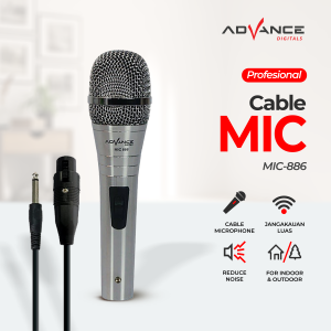 Advance Karaoke MIC-886 Microphone Profesional Dynamic Silver Mic | Garansi Resmi 1 Tahun