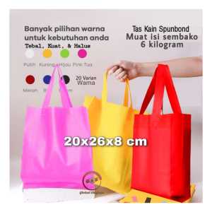 Tas Kain Spunbond Goodie Bag Lebaran Idul Fitri Uk 20x26x10 Muat 6 kg Toples Kue Parcel HampersTHR