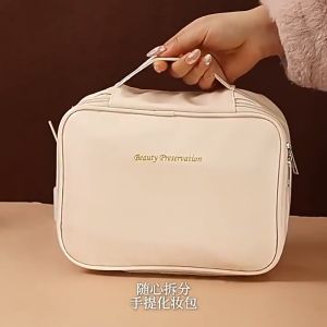 Cosmetic Bag Large Travel Make Up Bag Ladies Luxury PU Portable Wash Storage Bag Organizer