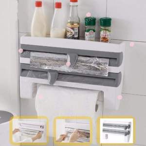Perwarm 39*24cm Storage Rack Shelf Wrap Cutting Wall Hanging Paper Towel Holder Kitchen Accessories