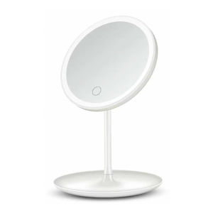【3 Color Lighting Modes】Novely Makeup Mirrors Detachable Portable LED Vanity Mirror with Light USB Charging Lighted Cosmetic 90° Rotateable Mirror with Storage Tray Touch Screen