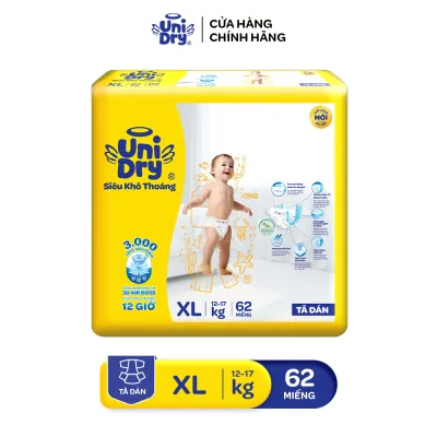 Tã dán UniDry Siêu khô thoáng gói Super Jumbo mới size M76/L68/XL62