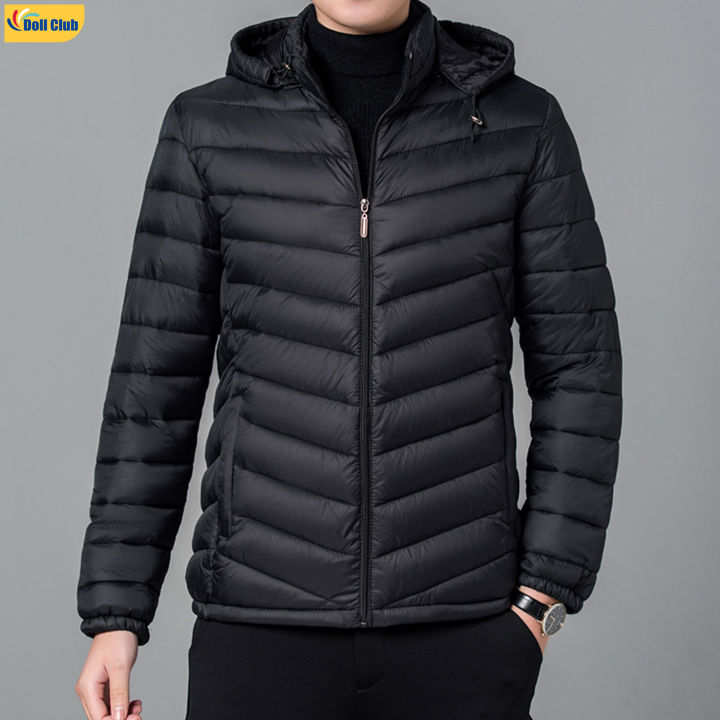 Men's Breathable Puffer Jacket Loose Fit Jacket with Multiple Zipper Pocket for Cold Weather