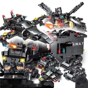 Robot Polisi Mainan Brick Blok 1000pcs Police Vehicle Hawk SWAT Mainan City Police SWAT Blok Toy