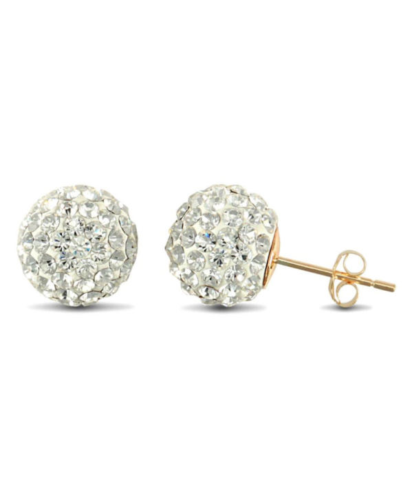 Swarovski Crystal Fireball and Gold Ball Stud Earrings in 14k Gold