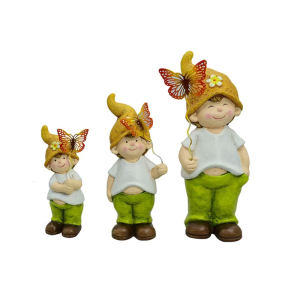 Butterfly Boy Garden Statue Figurine Set of 3 Elf Sculpture Home Decorations for Indoor Outdoor Micro Landscape Decor
