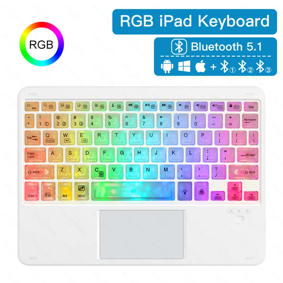 GOOJODOQ Bluetooth Wireless Keyboard Clear Crystal RGB LEDWith Touchpad  English For Phone For iPad Pro Air for Xiaomi Huawei Android Windows |  Lazada PH