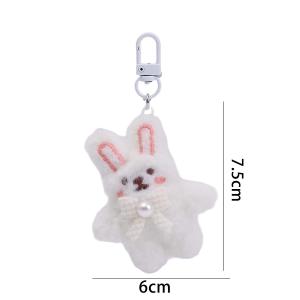 Bowknot Rabbit Plush Pendant Cartoon Bunny Keychain Soft Stuffed Doll Car Key Ring Backpack Bag Decoration