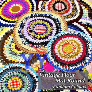 Multicolor Round Vintage Floor Mat/Round Floor Cloth (8 Circle)/Colourful Doormat/Retro Floor Mat/Cotton Round Floor Mat/Multipurpose Floor Mat Kitchen Bath Mats/Alas Lantai Bulatan/Kain Lap Kaki Bulat