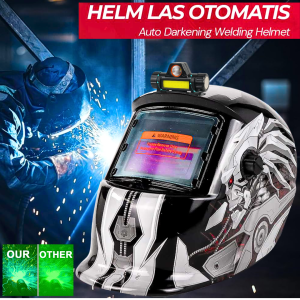 TaffGUARD Helm Kedok Las Otomatis lengkap + senter led full face Terminator Auto Darkening HW013