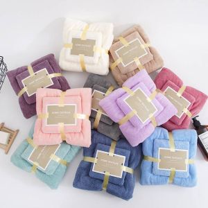 [ReadyStock]High Density Microfiber Towel  Bath Large Towel Coral Velvet 2pcs /Tuala Mandi Tangan Muka/ 大浴巾毛巾成人比纯棉吸水男女加厚
