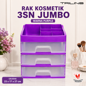Rak Kosmetik 3 Susun Jumbo Laci Storage Box Rak Kosmetik Susun Kotak Penyimpanan Make Up Skincare Multifungsi