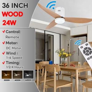 Ceiling Fan With Led Light 3-Color DC Motor 36“ Remote Control Ceiling Light