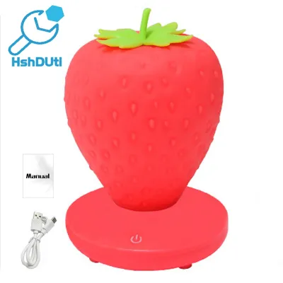 Fosdpa1 Creative Night Light Strawberry Night Light Usb Rechargeable Led Desk Lamp Dimmable Flicker-free Bedside Decoration Creative Portable Bedroom Office Lighting