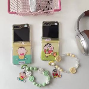 2026 New For Samsung Z Flip 8 Z Flip 7 Z Flip 6 Z Flip 5 Z Flip 4 Case Folding screen mobile phone case Painted cartoon cute Crayon Shin-chan three-piece PC hard case