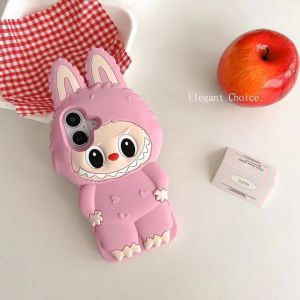 ♥ Original + FREE Shipping ♥ Brown Cartoon Labubu 3D Soft Silicon Phone Cover Fashion Shockproof Protective Phone Casing Compatible with iPhone 16Promax 16 15 14 13 12 11
