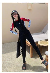 ชุดว่ายน้ำสตรี Terno เสื้อและกางเกงชุดแขนยาว5ชิ้นบุนวมแบบอนุรักษ์นิยมชุดชายหาดชุดดำน้ำแฟชั่น Ootd ดีไซน์ใหม่2025