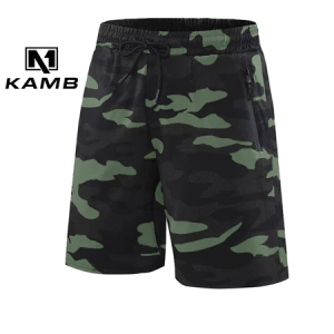 KAMB Celana pendek olahraga pria Kantong resleting Lari Gym Nyaman S-3XL