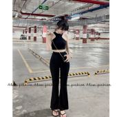 Quần ống loe nữ quần ống bas cạp cao có túi chất cotton co giản 4 chiều quần legging ống loe nữ lưng cao cạp thun tôn dáng Adam_fashion