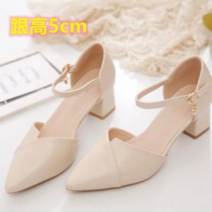 [Free Shipping] New Style Open-Toe Sandals For Women Summer Single Shoes Mid-Heel Fashionable Versatile Elegant And With A Chunky Heel