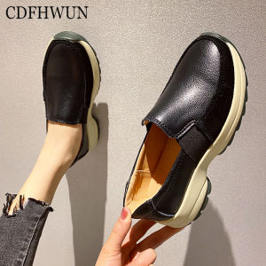 CDFHWUN Women Sneakers Casual Loafers Stitching Suede Leather Shoes for Women Heightening Lazy Slips Female Shoes