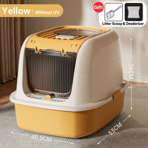 Big Large Cat Litter Box With Cover Scoop Fully Enclosed Cat Toilet Splash Proof Cat Potty Poop Tray