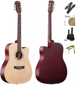 KAWES 41 inch Low action Acoustic Guitar with Truss Rod Folk Guitar Basewood Fingerboard Guitar Beginners Guitar