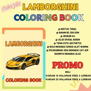 LAMBORGHINI Coloring Book Mewah Buku Mewarnai Premium Kertas Tebal Sketsa Menggambar Anak Remaja