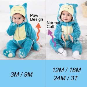 Anime Baby Romper pikachu Snorlax Onesie Newborn Boy Girl Clothes Flannel Soft Pajama Halloween Jumpsuit Kawaii Toddler Outfit
