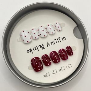 Vintage Red White Polka Dot Press On Nails Handmade Short Square Reusable Fake Nails DIY Nail Art Decoration