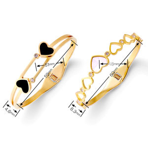 MillionGrid Vòng tay trái tim bằng thép titan đồ trang sức Tay Hình Học Lãng Mạn màu vàng thẩm mỹ lãng mạn Quà Tặng bên