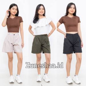 Zunesha - Celana Cargo Cutbray Stretch Highwaist Combed Big Size Jumbo