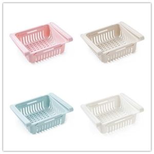 Fridge Plastic Drawer Storage Basket Expandable Hanging Storage Fridge Tray Fridge Freezer Storage Tray Organizer Food Storage Refrigerator Space Saver Retractable Refrigerator Storage Organizer Bins Pull-out Sliding Clip Drawer Fridge Shelf Draining Bask