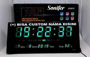 Sonifer Jam Dinding Digital SMS-3615 LED Alarm Clock 36 cm x 15 cm FREE CUSTOM NAMA