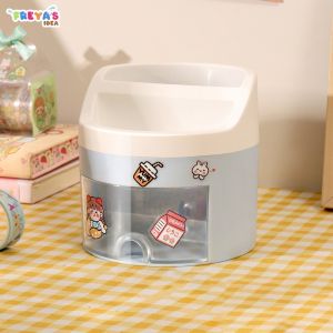 FR-C970 Tempat Pena dengan Laci Desk Storage Organizer Tempat Alat Tulis Aesthetic Lucu / Pen Holder