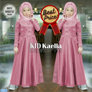 Baju Gamis Brokat Anak Perempuan Pesta Kondangan Terbaru / Dress Anak Cantik Mewah Kaella Kids / Gamis Anak 7-13 Tahun
