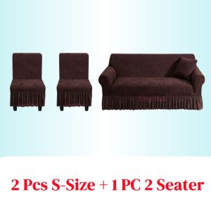 3 in 1 Set Sala Set Jacquard Sofa Cover 2 Pcs Small Armless Sofa Cover and 2 Seater Sofa Cover Skin-Friendly Stretch Sala Sofa Set Cover Easy to Install
