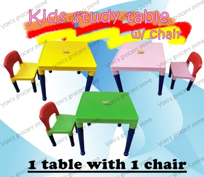 Kids study table w/chair plastic play table set